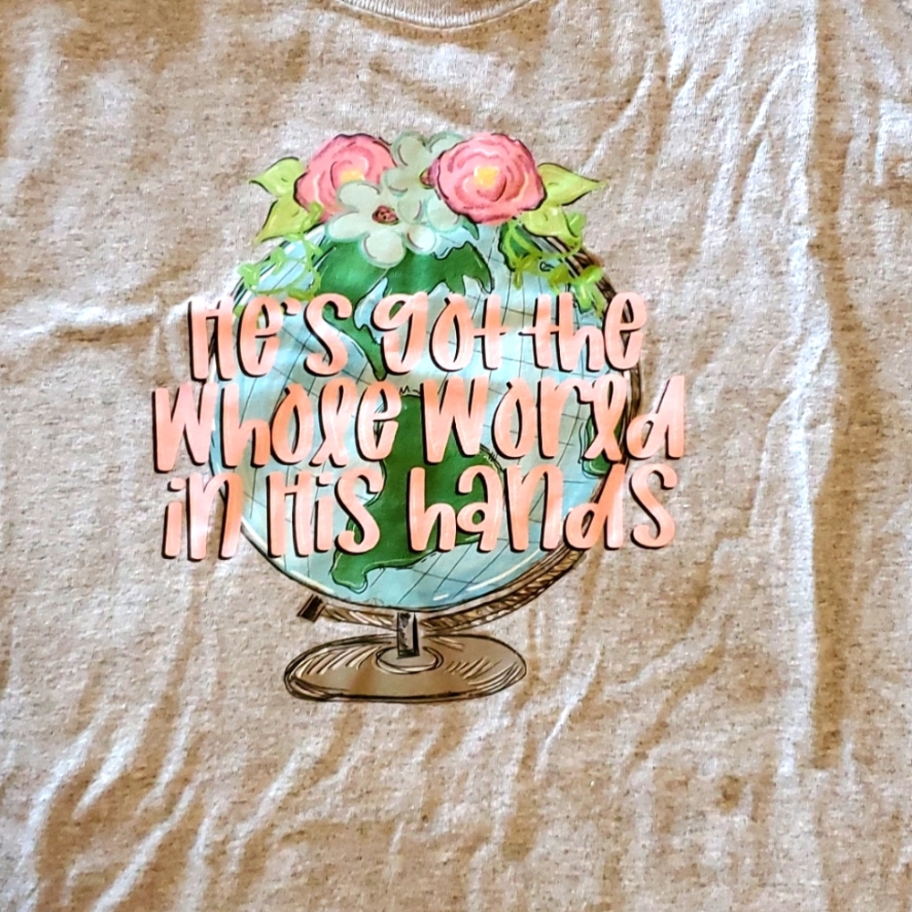 he's got the whole world in his hands t-shirt